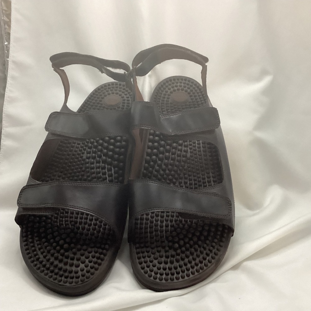 Kenkoh Brown Massage Sandals Acupressure Foot Bed Comfort Mens Size 14.5